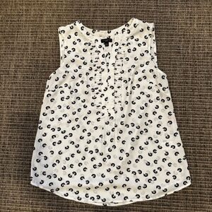 Talbots White and Black Floral Blouse